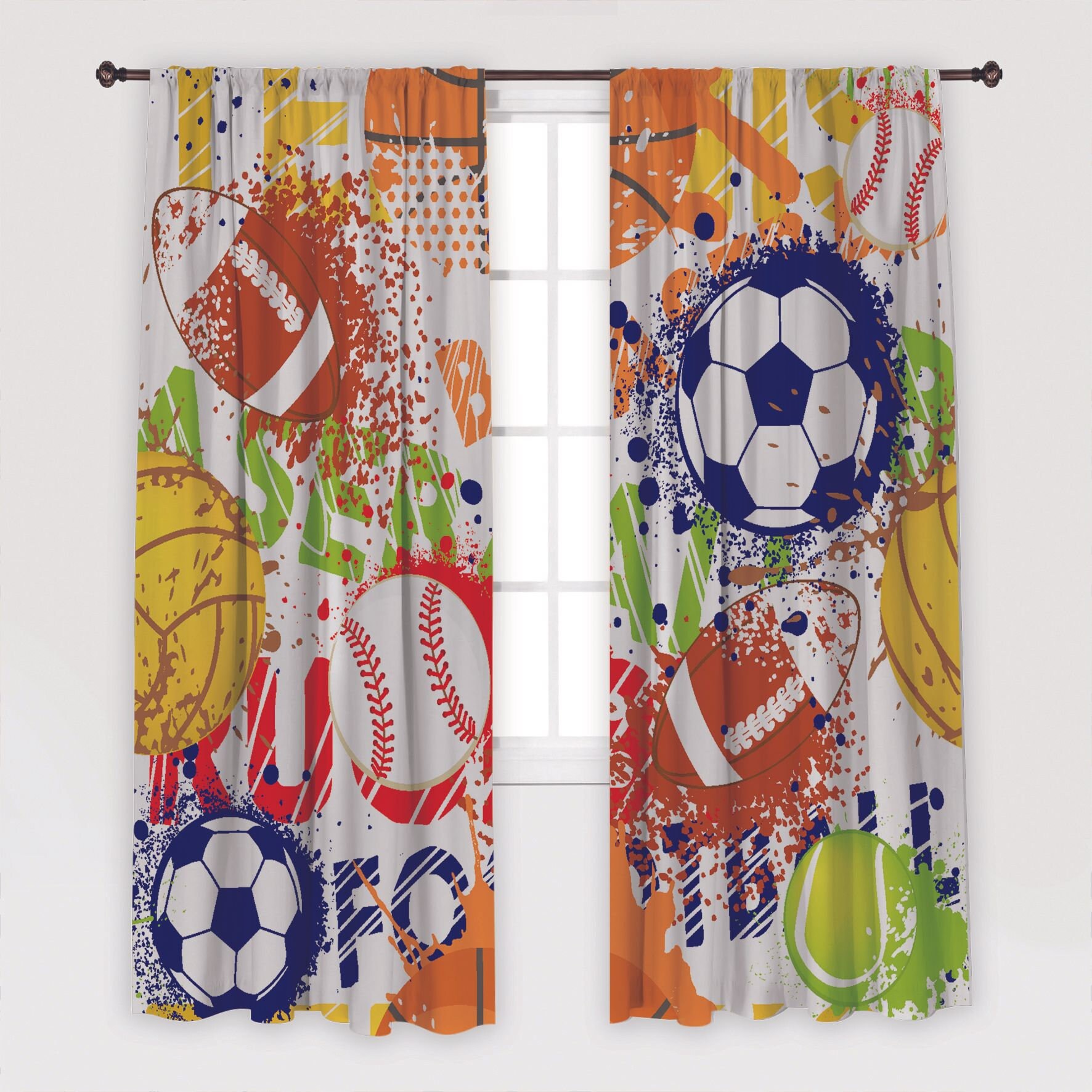 Sports Art Printed Curtain / Drapes For Living Room Dining Etsy