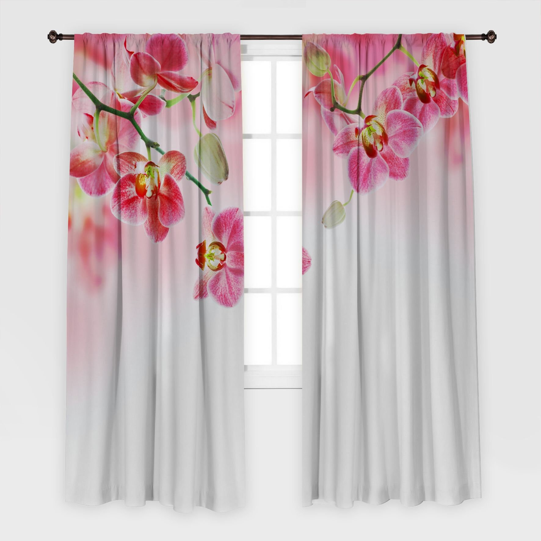 Orchids Printed Curtain / Drapes For Living Room Dining Room Etsy