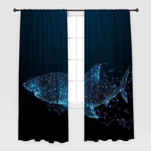 Great White Shark Shower Curtain hooks NOT Included Design Etsy