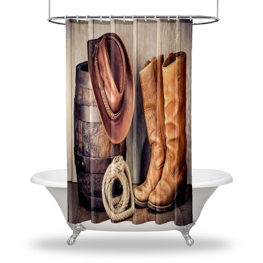 Cowboy Printed Showers Curtain / Waterproof Button Hole Shower Etsy