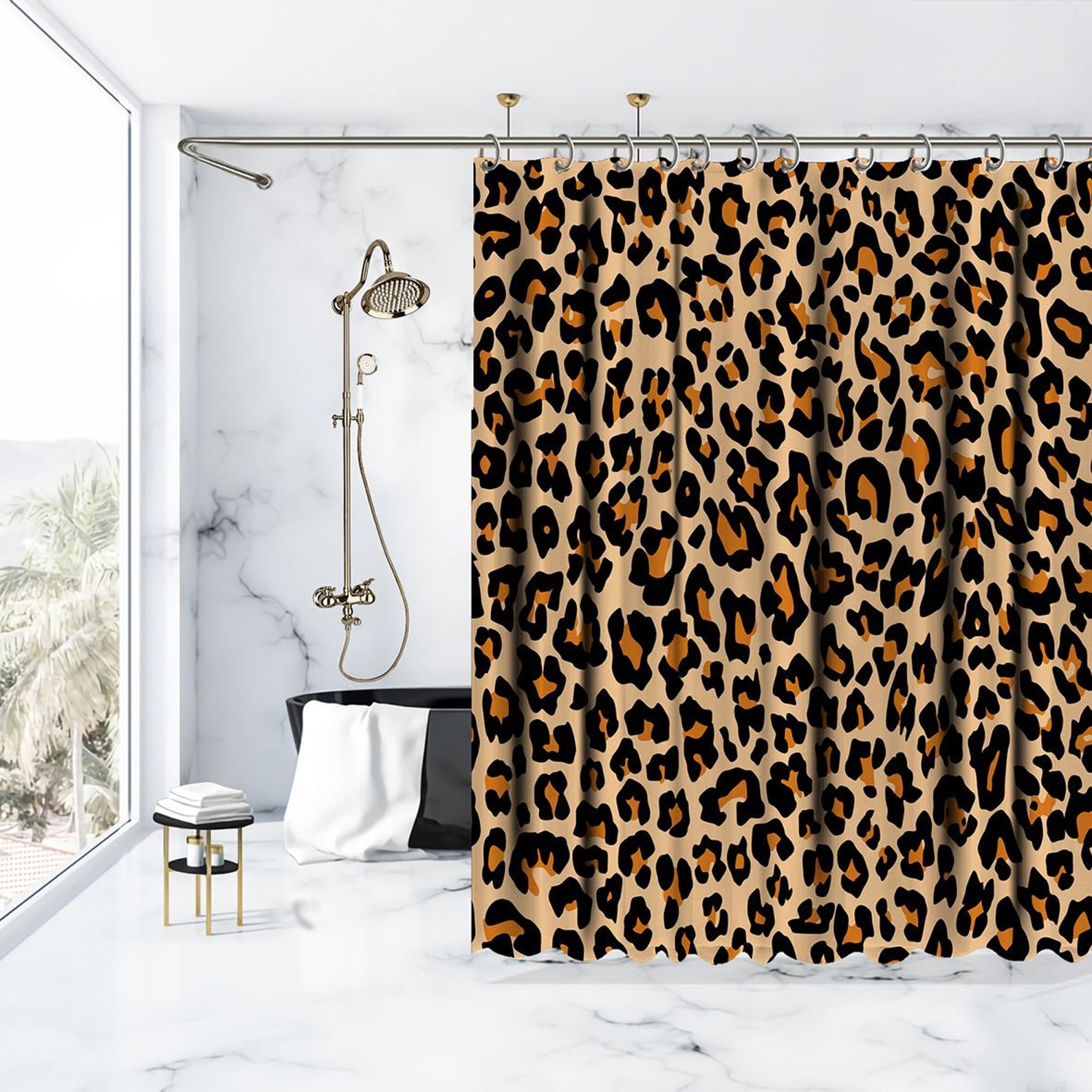 Animal Print Gordijn / Waterproof Button Hole Douche gordijnen Etsy