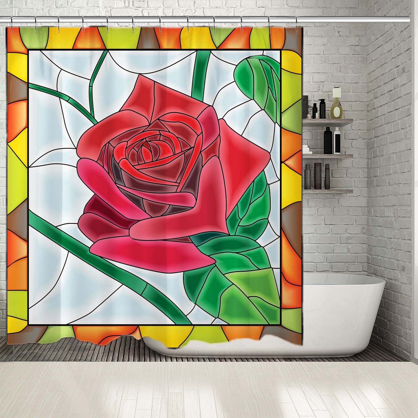 Stained Glass Printed Showers Curtain / Waterproof Button Hole Etsy