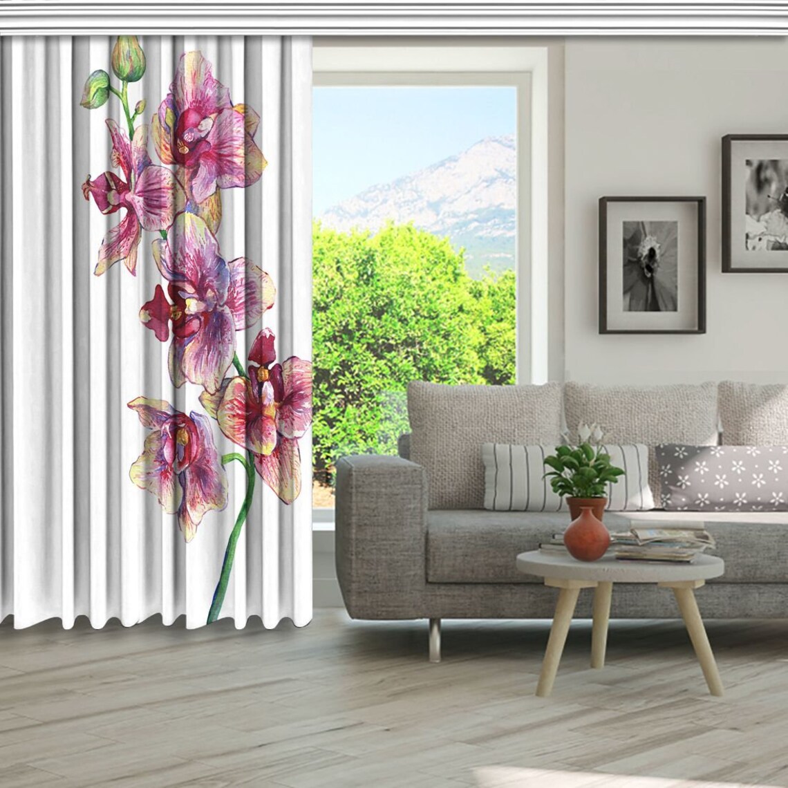 Blumen Bedruckter Vorhang / Drapes für Wohnzimmer Esszimmer | Etsy