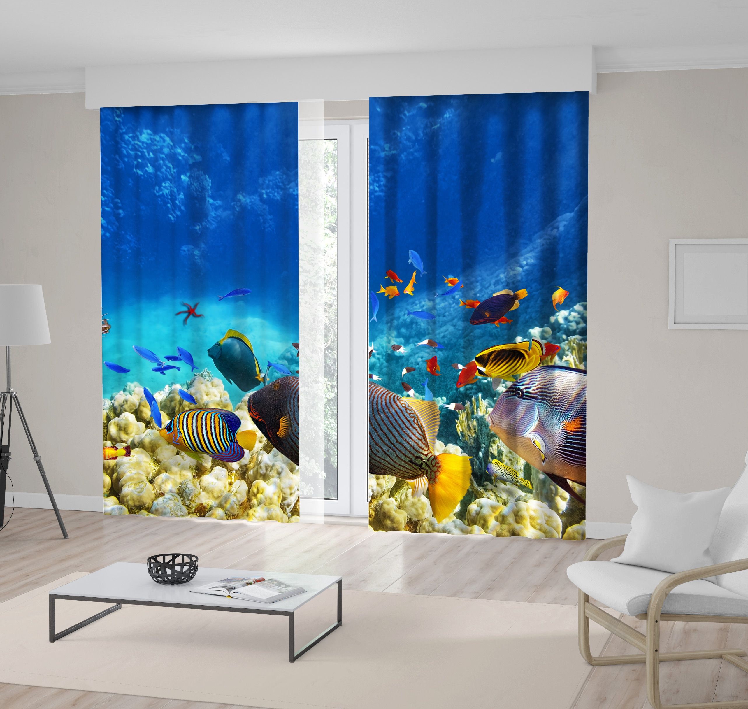 Fish Printed Curtain / Drapes For Living Room Dining Room Bed Etsy