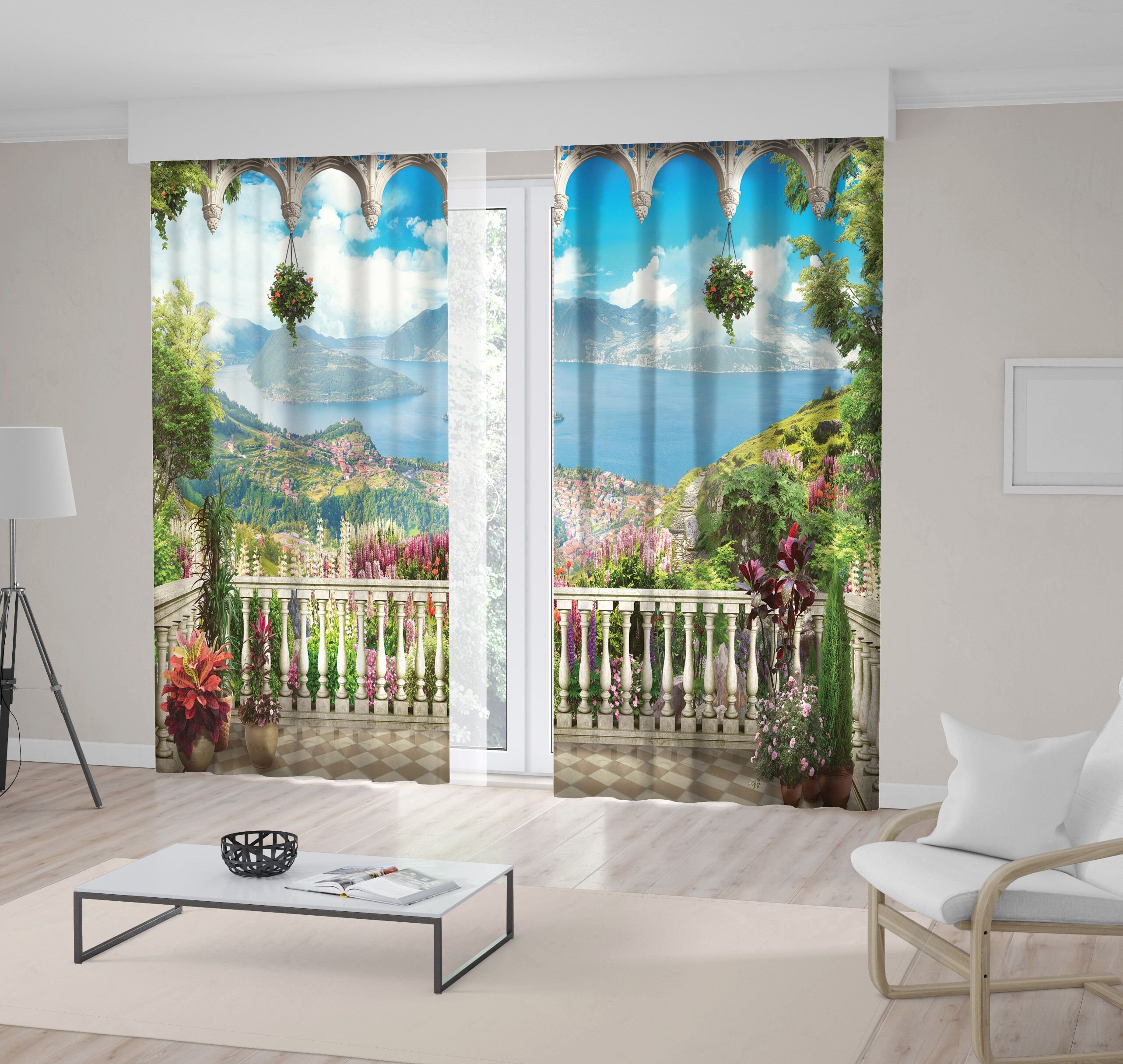 Balcony View Printed Curtain / Drapes For Living Room Dining Etsy