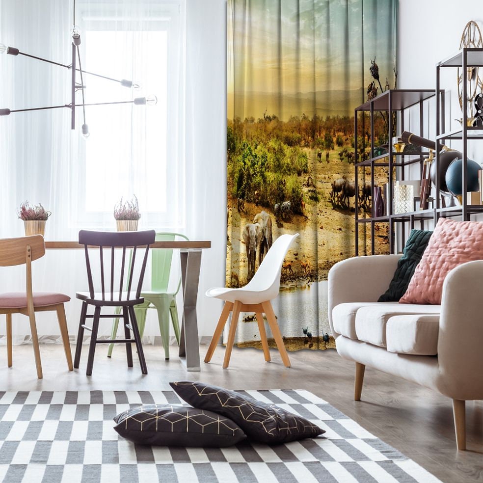 Tiere Bedruckte Vorhang / Drapes für Wohnzimmer Esszimmer | Etsy