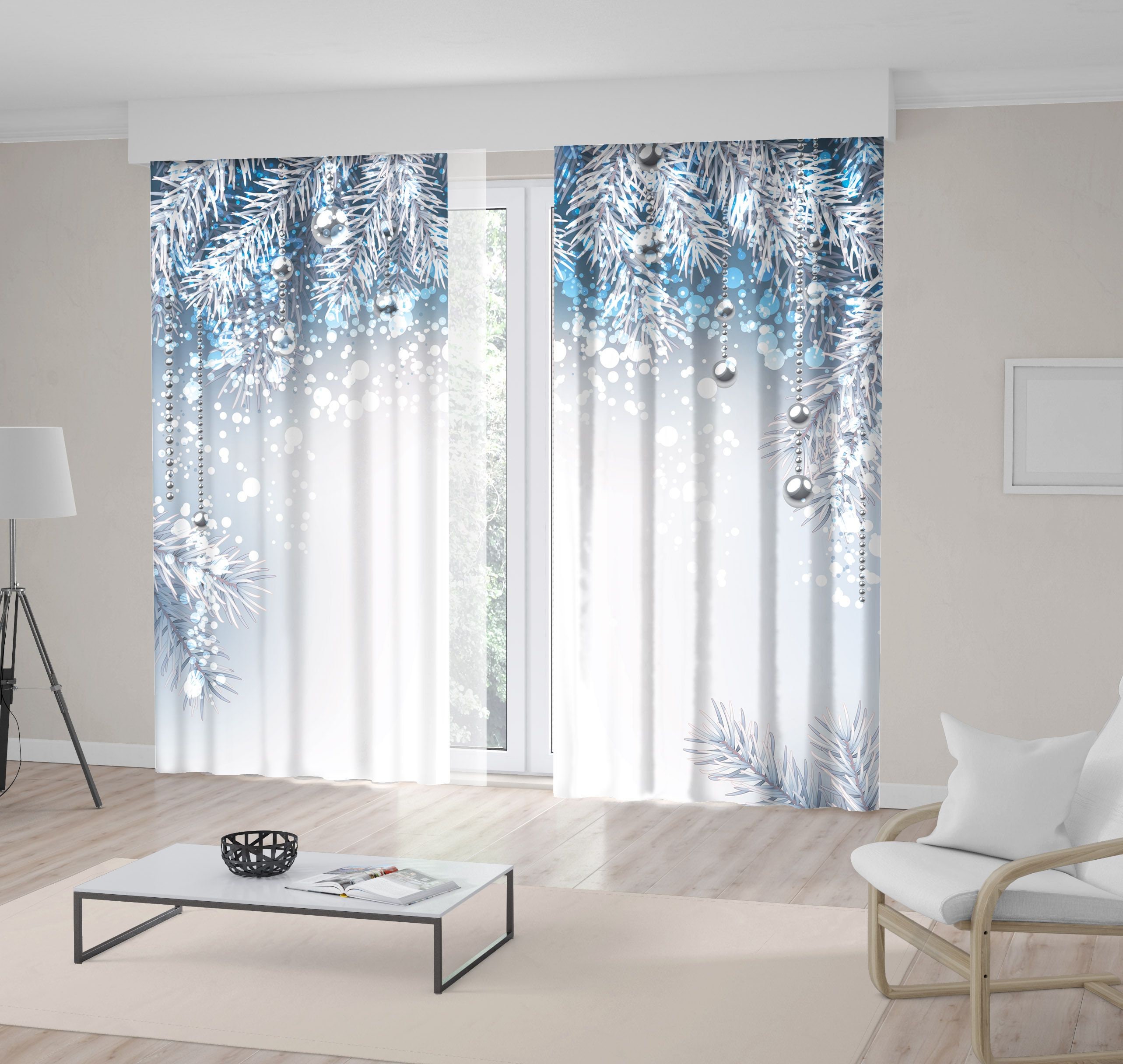 Christmas Printed Curtain / Drapes For Living Room Dining Room Etsy