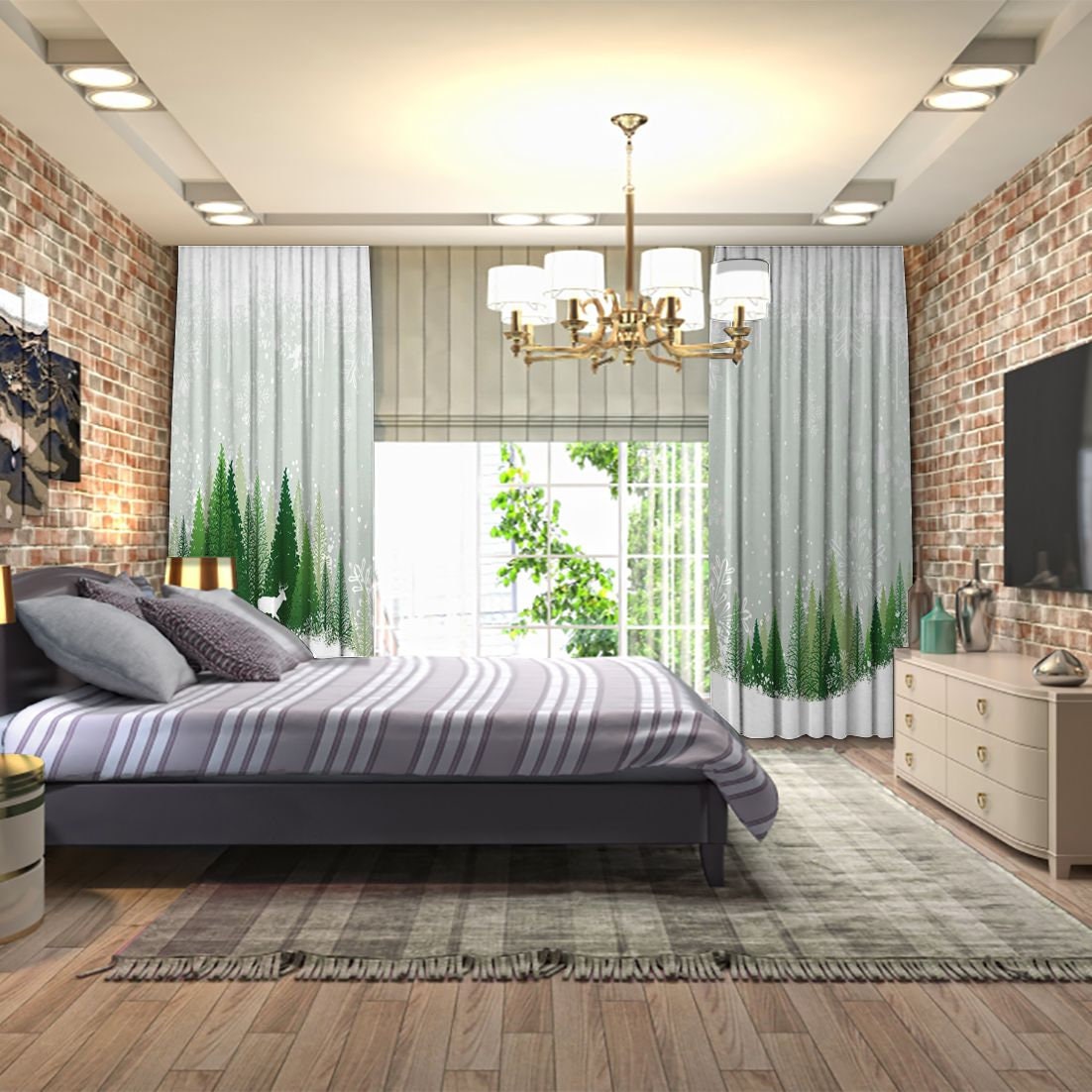 Weihnachten gedruckt Vorhang / Drapes für Wohnzimmer Esszimmer | Etsy