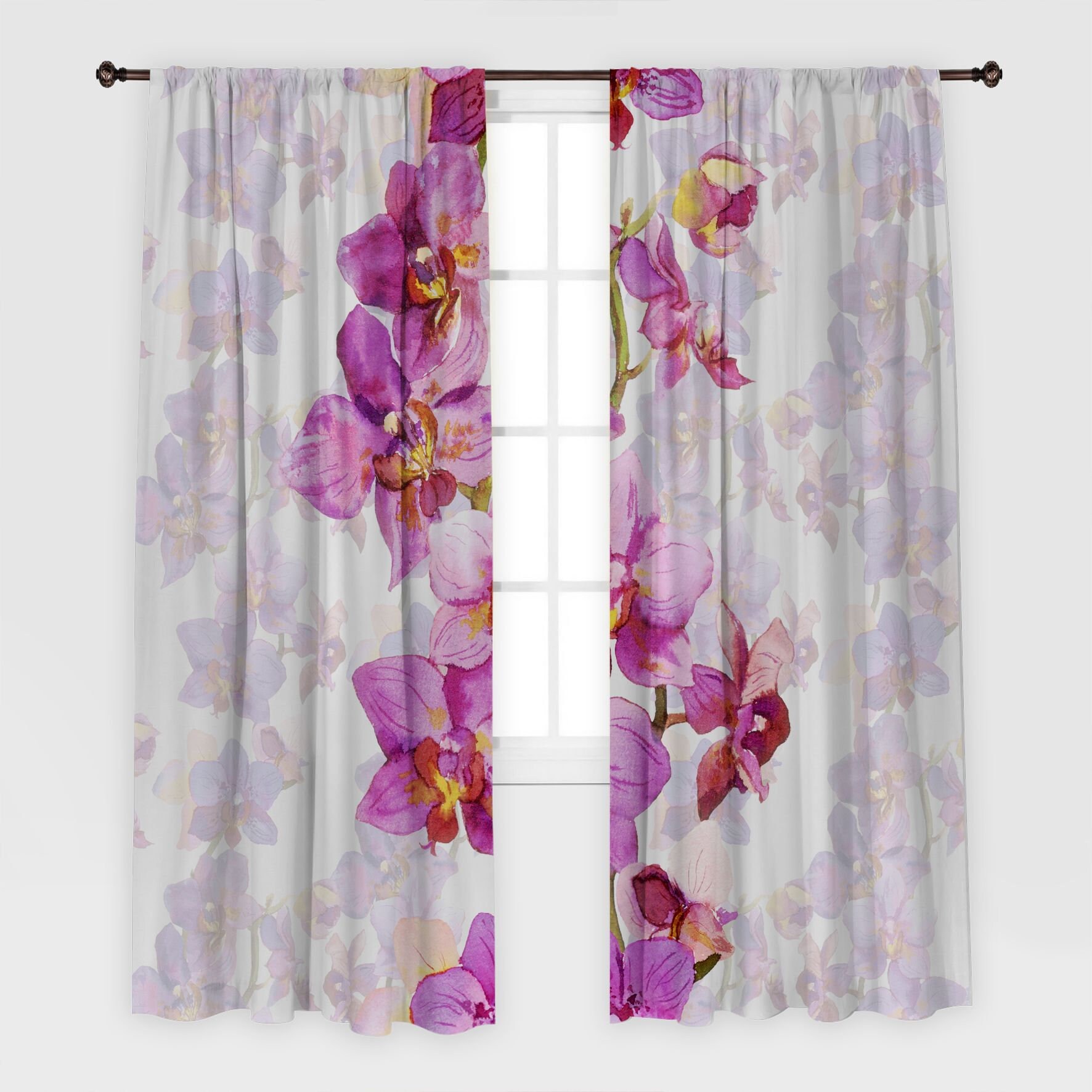 Orchids Printed Curtain / Drapes For Living Room Dining Room Etsy