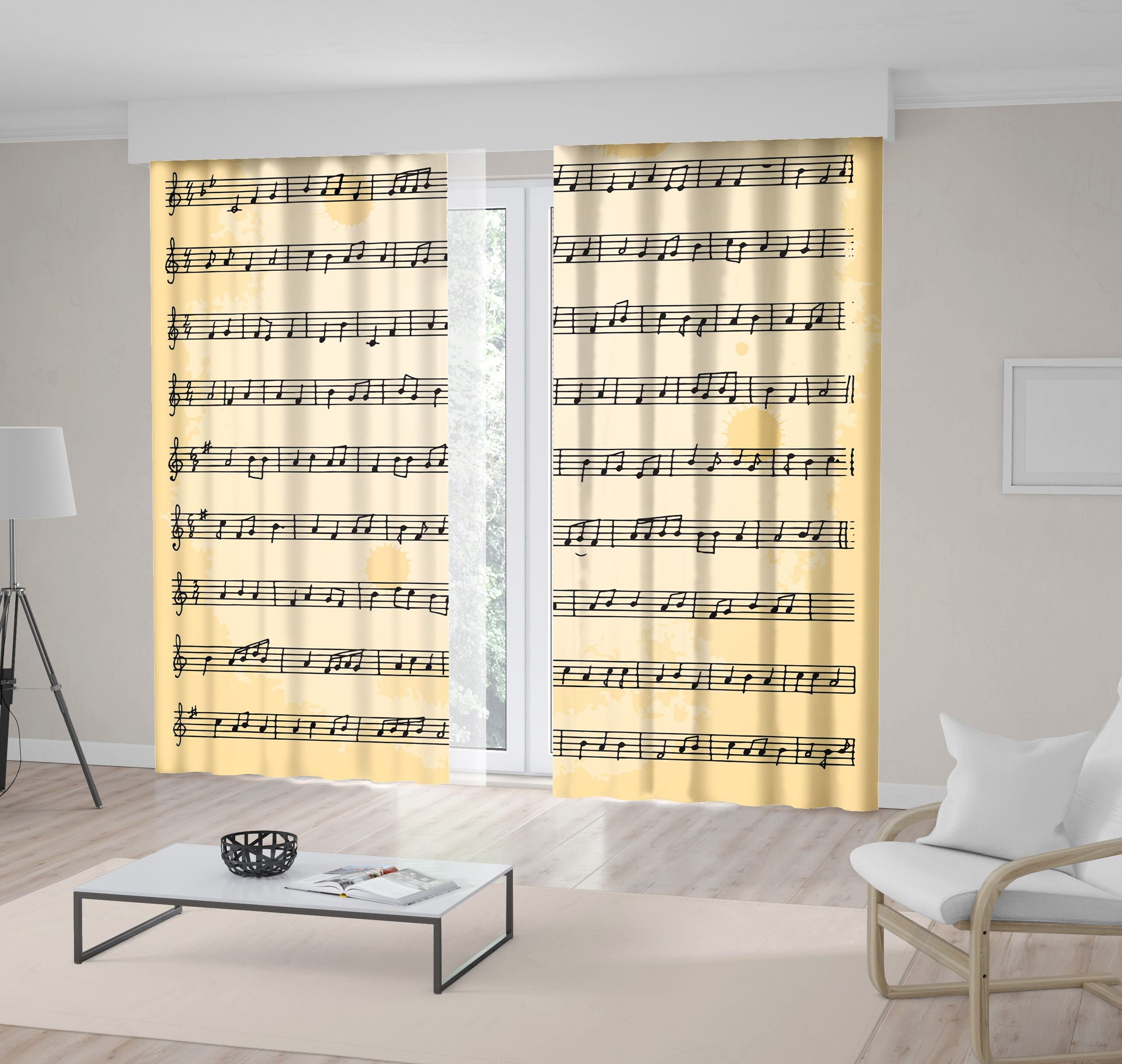 Music Notes Printed Curtain / Drapes For Living Room Dining Etsy