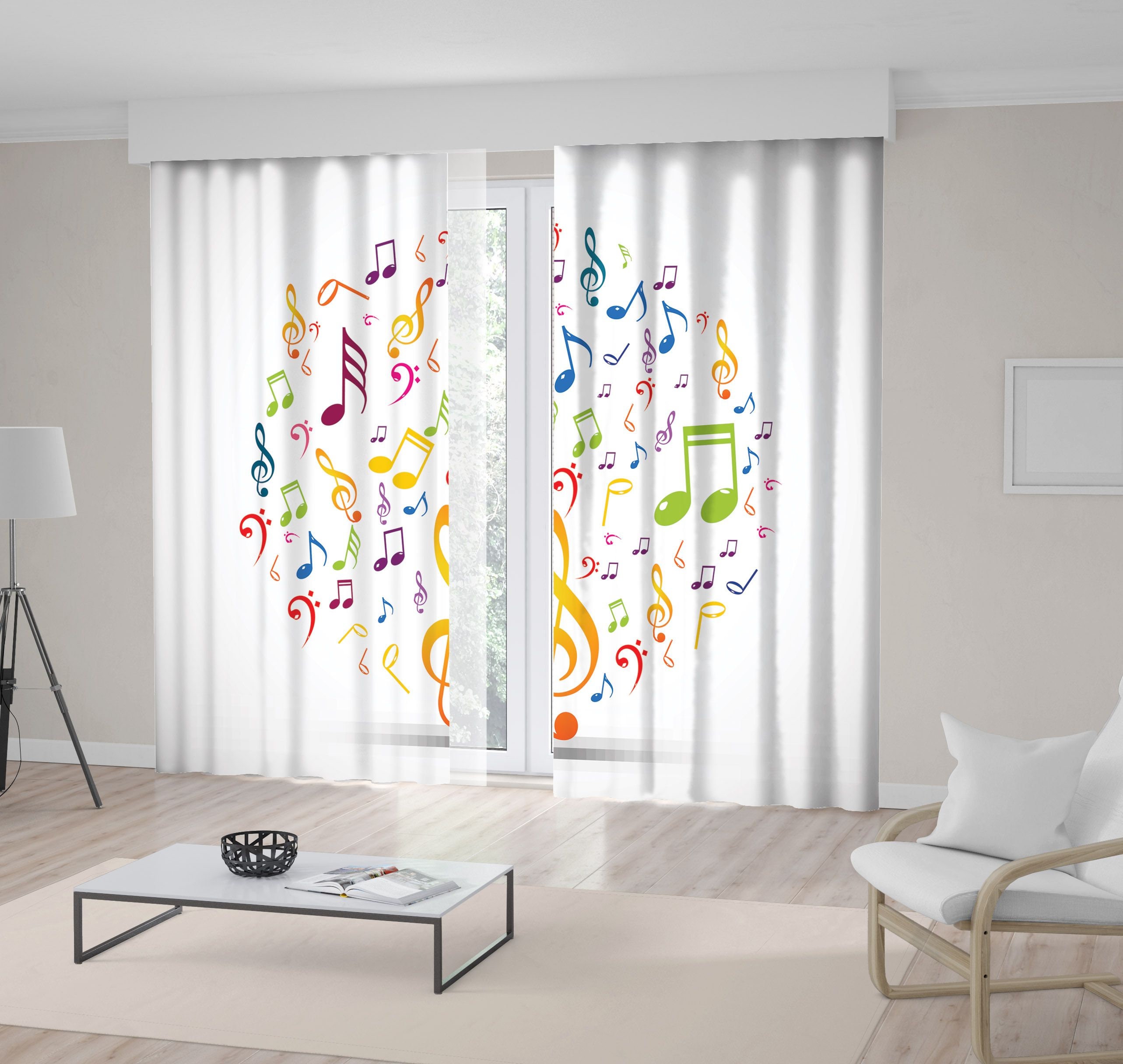 Music Notes Printed Curtain / Drapes for Living Room Dining Etsy