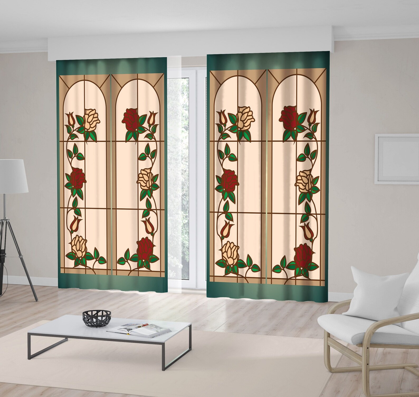 Stained Glass Printed Curtain / Drapes for Living Room Dining Etsy
