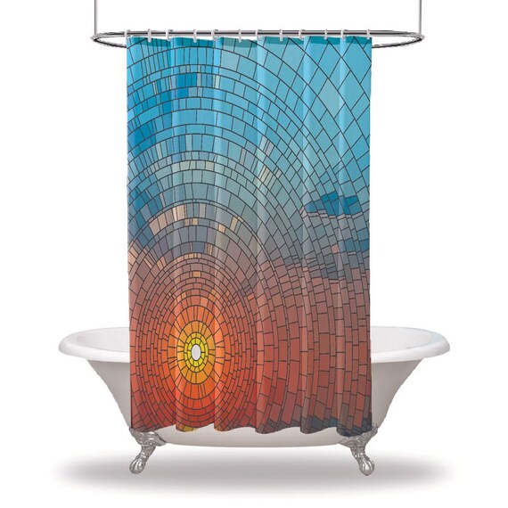 Stained Glass Printed Showers Curtain / Waterproof Button Hole Etsy