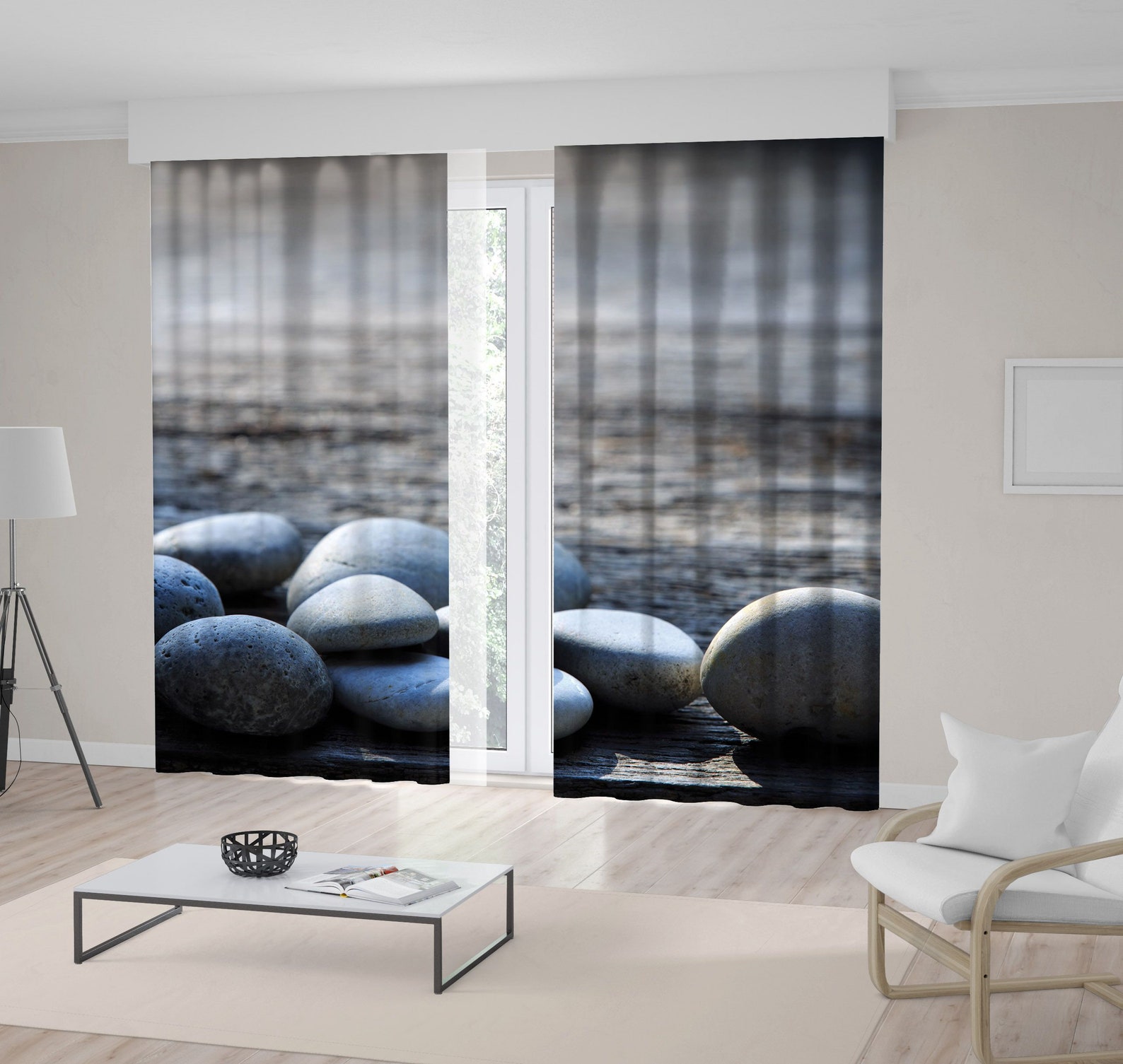 Zen Stones Printed Curtain / Drapes For Living Room Dining Etsy