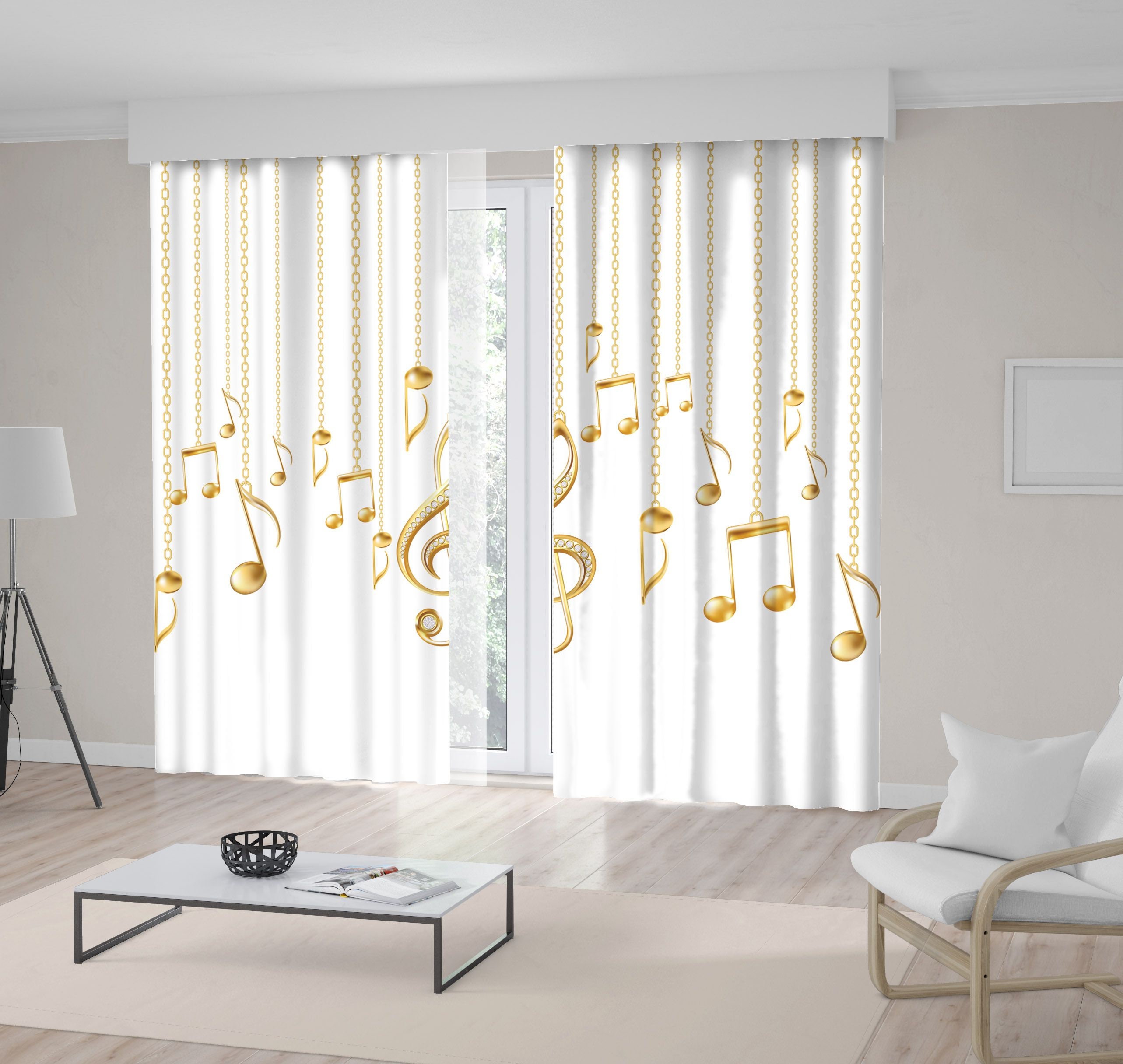 Music Notes Printed Curtain / Drapes For Living Room Dining Etsy