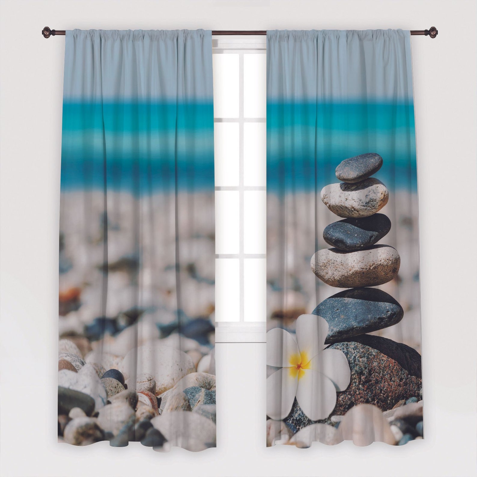 Zen Stones Printed Curtain / Drapes For Living Room Dining Etsy