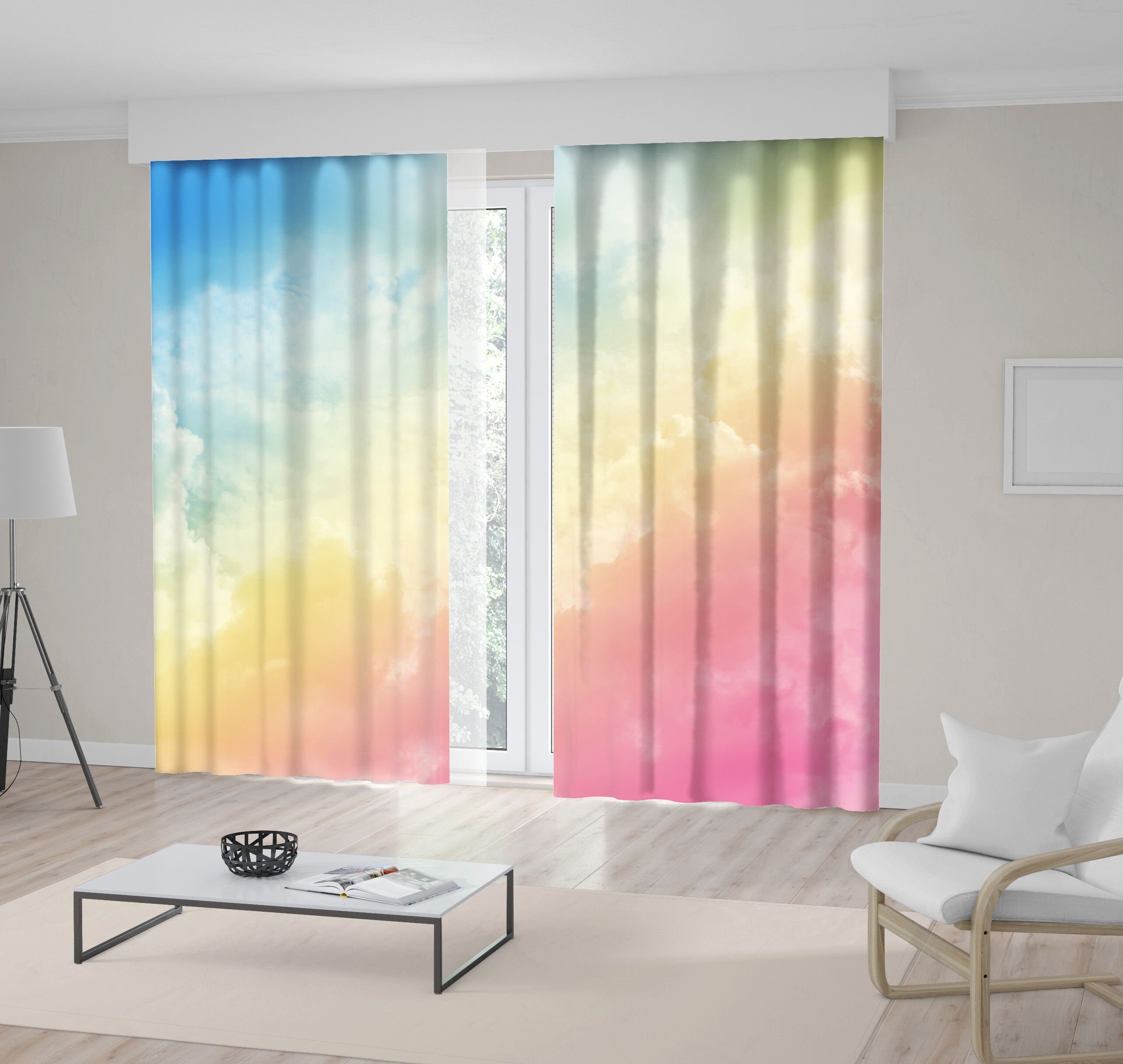 Wolken gedruckt Vorhang / Drapes für Wohnzimmer Esszimmer Bett | Etsy