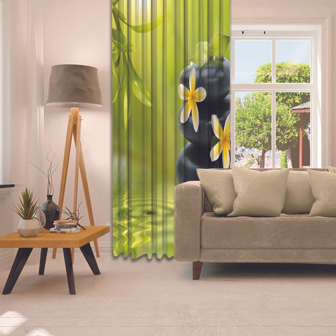 Zen Stones Printed Curtain / Drapes For Living Room Dining Etsy