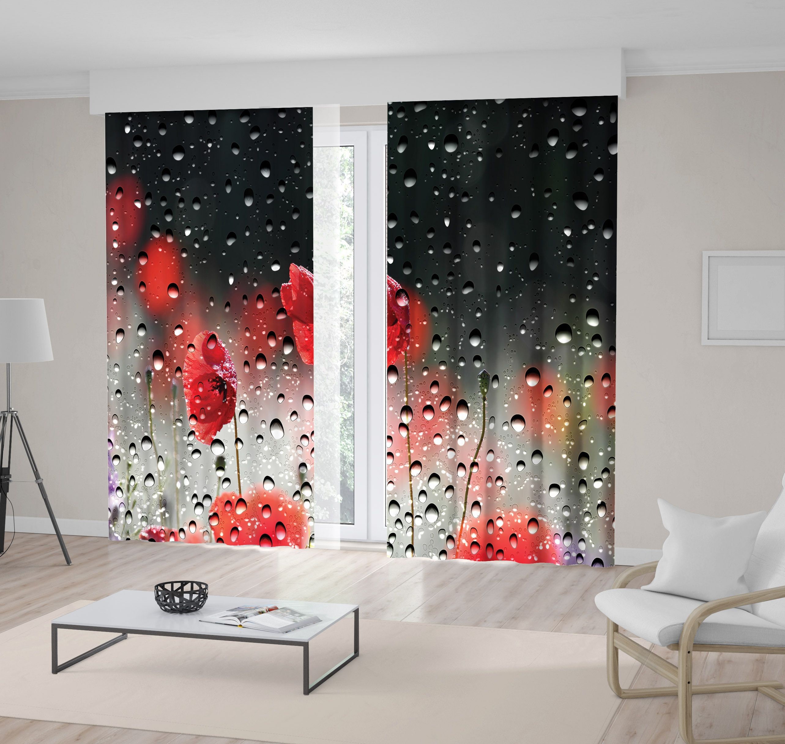 Regen bedruckte Vorhang / Drapes für Wohnzimmer Esszimmer | Etsy