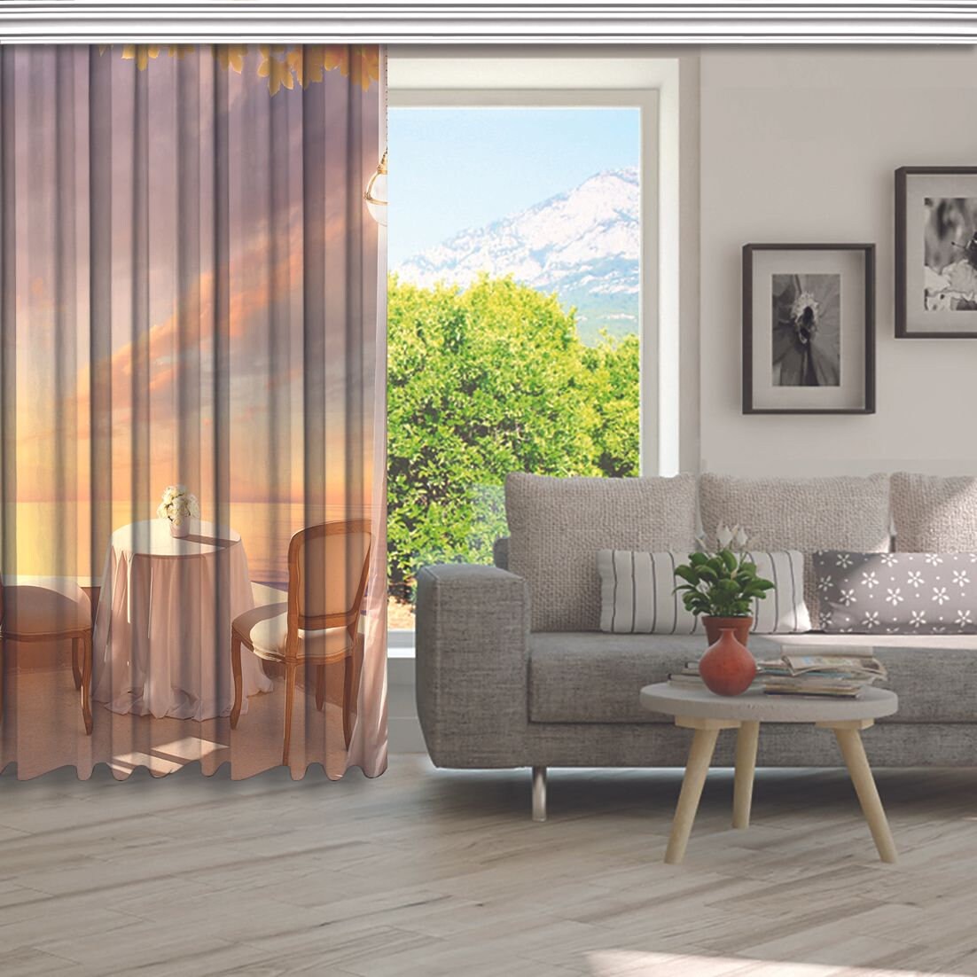 Balcony View Printed Curtain / Drapes For Living Room Dining Etsy