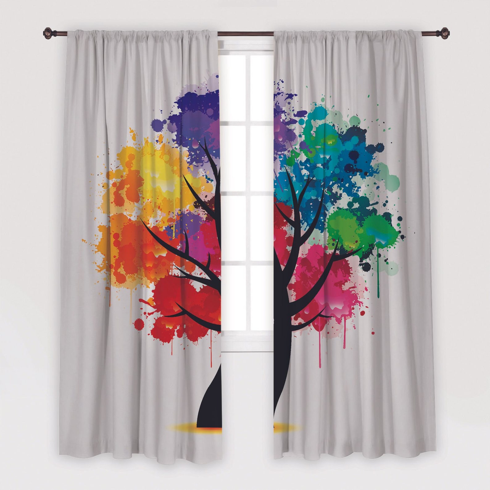 Baum gedruckt Vorhang / Drapes für Wohnzimmer Esszimmer Bett Etsy