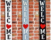 LARGE Interchangable Welcome Porch sign with attachments, Vertical Front Door sign with options for O, holiday seasonal decor