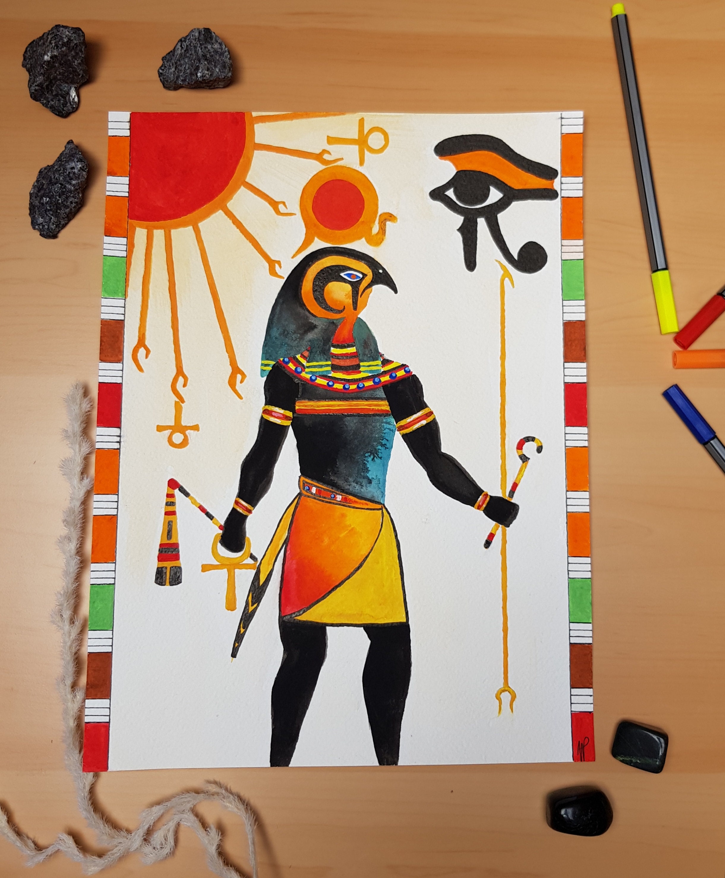 Egyptian style art art prints watercolor poster modern Etsy