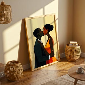 Black Love-kunstprint: Afrikaans-Amerikaans stel, melaninedecor (directe download)
