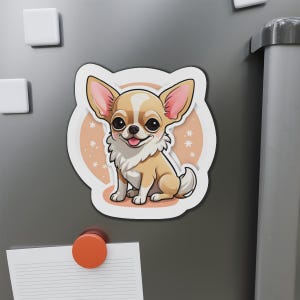 Imán troquelado de chihuahua, adorable decoración para mascotas, regalo para amantes de los perros, imán para refrigerador, decoración divertida para el hogar, artículos de chihuahua