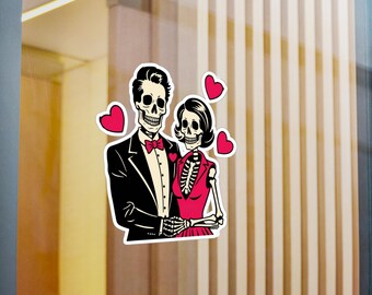 Skelett Paar Vinyl Aufkleber: Gothic Hochzeitsdeko, Valentinstag Aufkleber