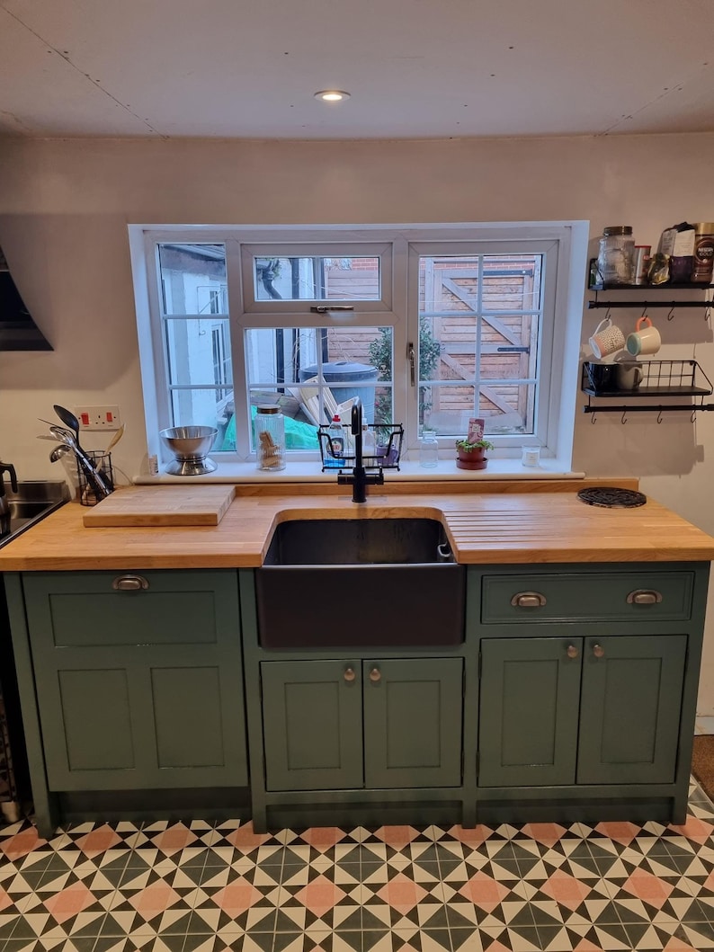 Freestanding Kitchen Units Finished in 'inchyra Blue' With Black