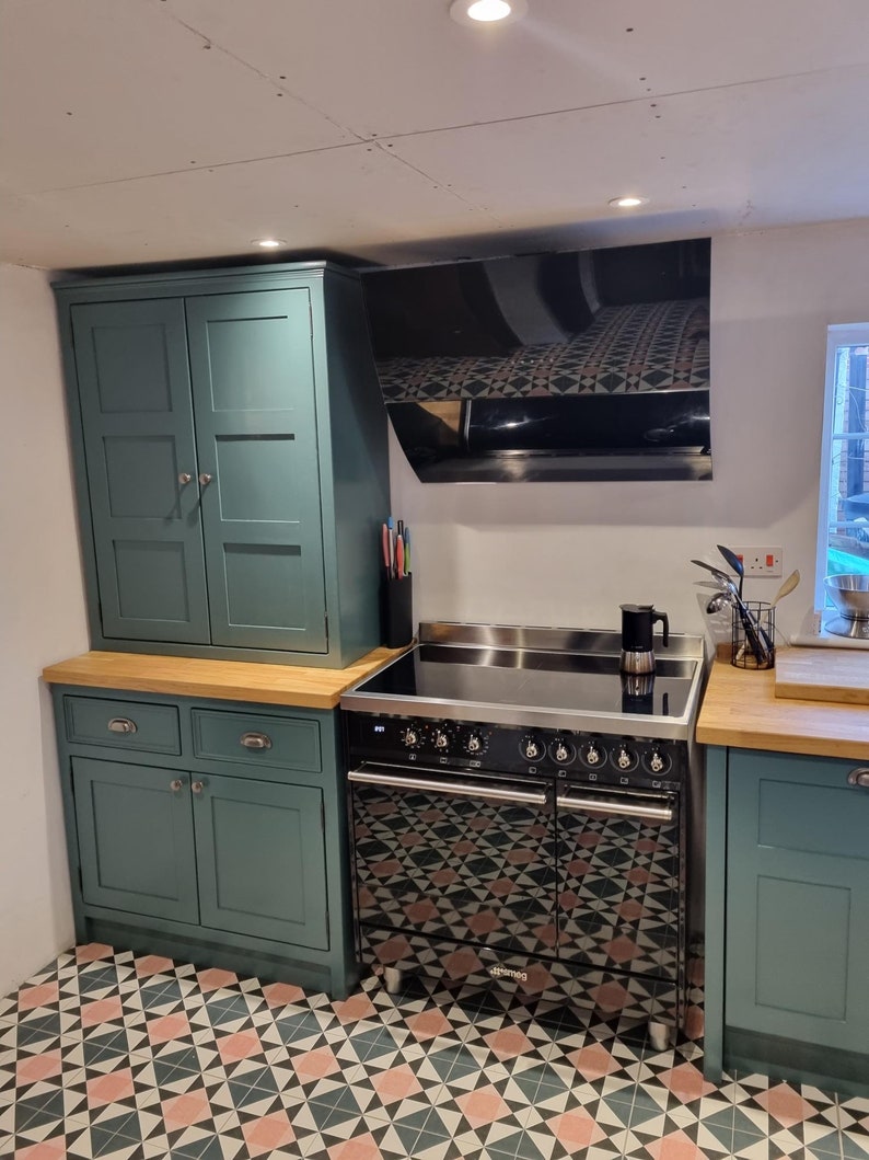 Freestanding Kitchen Units Finished in 'inchyra Blue' With Black