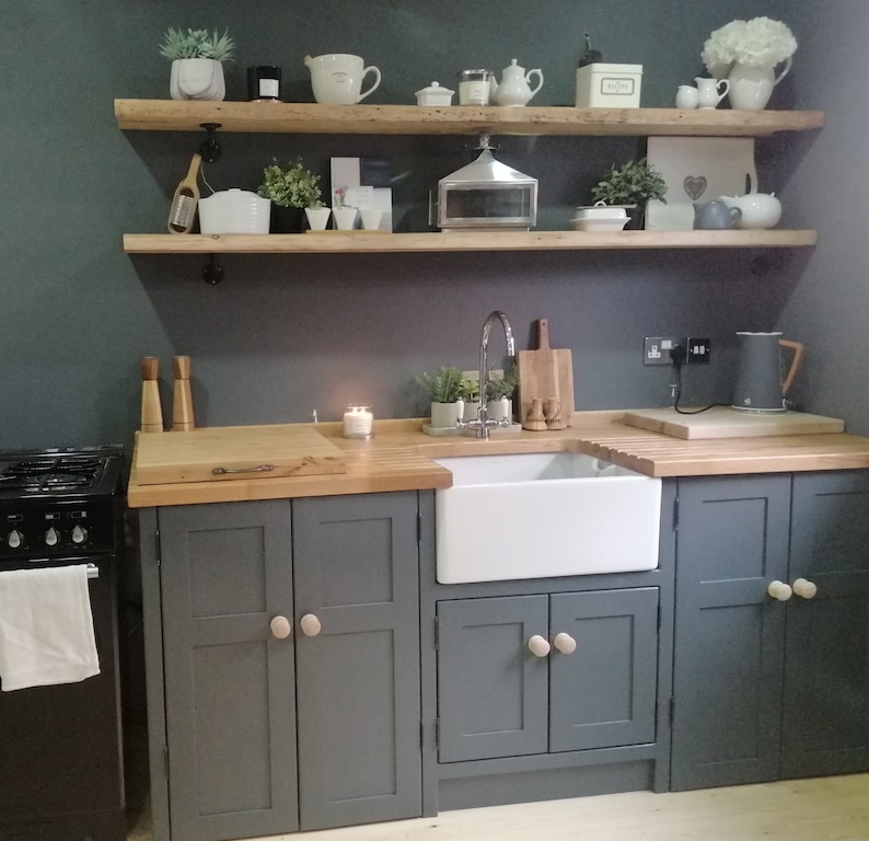 Freestanding Kitchen Units Finished in Your Colour Choice With Oak ...