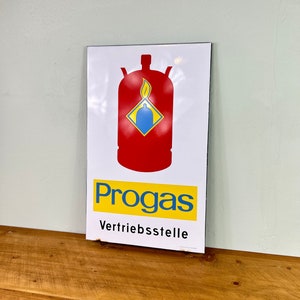 Original enamel sign / Progas / enamel / vintage / sign / 60s