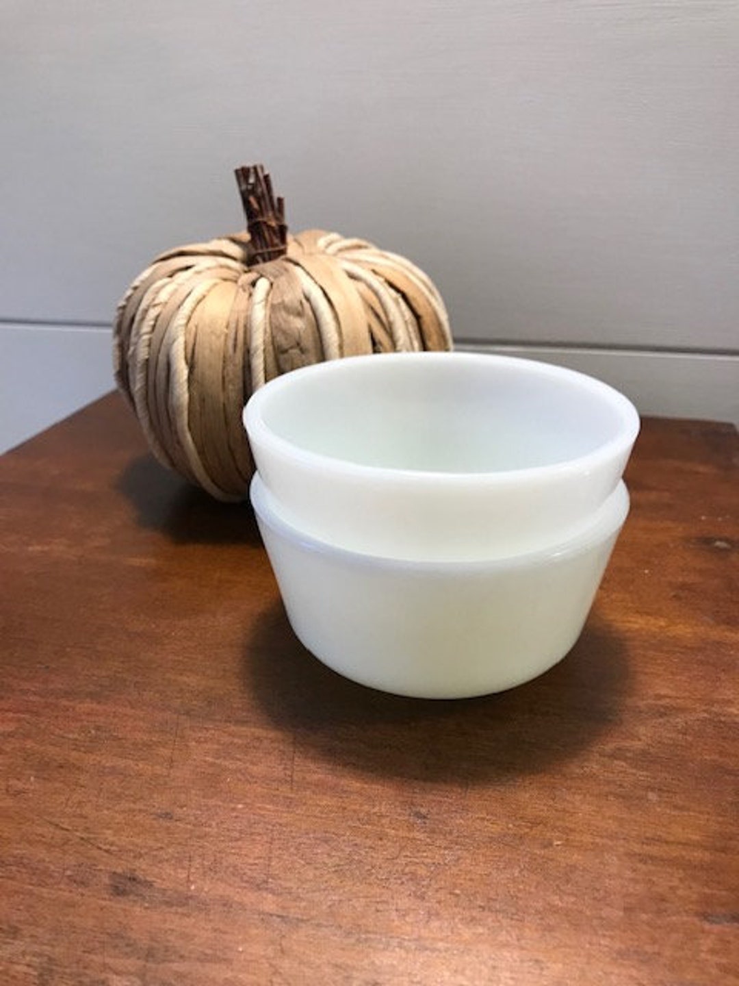 Vintage Anchor Hocking White Glass Ramekins set of 2 Etsy