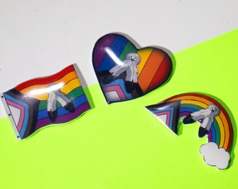 Progress Two-Spirit Pride Pin Set, LGBTQ+, Handmade