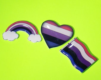 Gender Fluid Pride Pin Set, LGBTQ+, Handmade