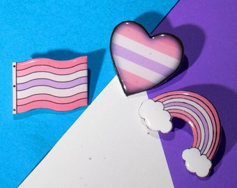 Pomosexual Pride Pin Set, LGBTQ+, Handmade