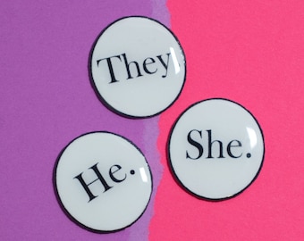 Personalized Minimalist Pronoun Pins | Circle, Transgender, LGBTQ+, Handmade