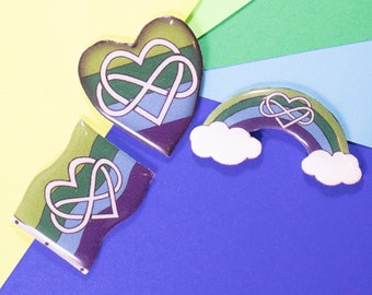 Classic Alternative Polyamory Pride Pin Set, LGBTQ+, Handmade