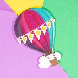 Modern Polyamory Subtle Pride Hot Air Balloon Pin, LGBTQ+, Handmade