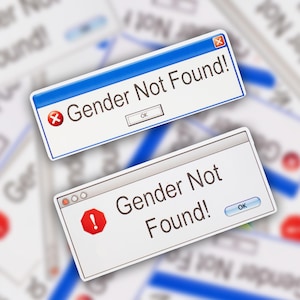 Gender Not Found Error Stickers | Nonbinary Pride | Enby LGBTQ+ Pin | Handmade Geeky Accessory | Waterproof