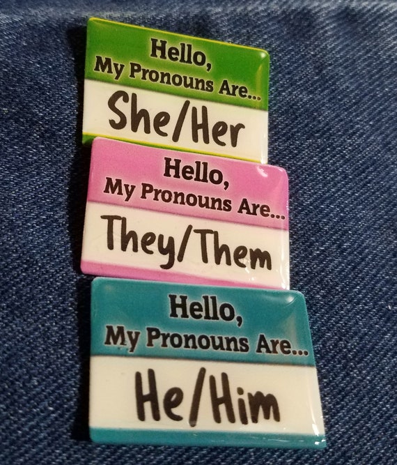 Name Tag Pronoun Pins He/Him She/Her They/them | Etsy