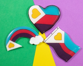 Modern Polyamory Pride Pin Set, LGBTQ+, Handmade