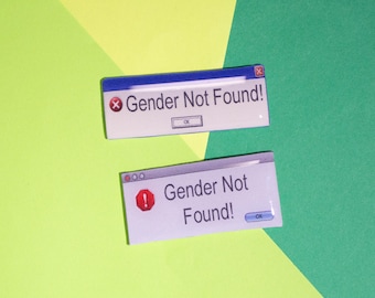 Pin de error de género no encontrado / Orgullo no binario / Pin LGBTQ+ de Enby / Accesorio geek hecho a mano