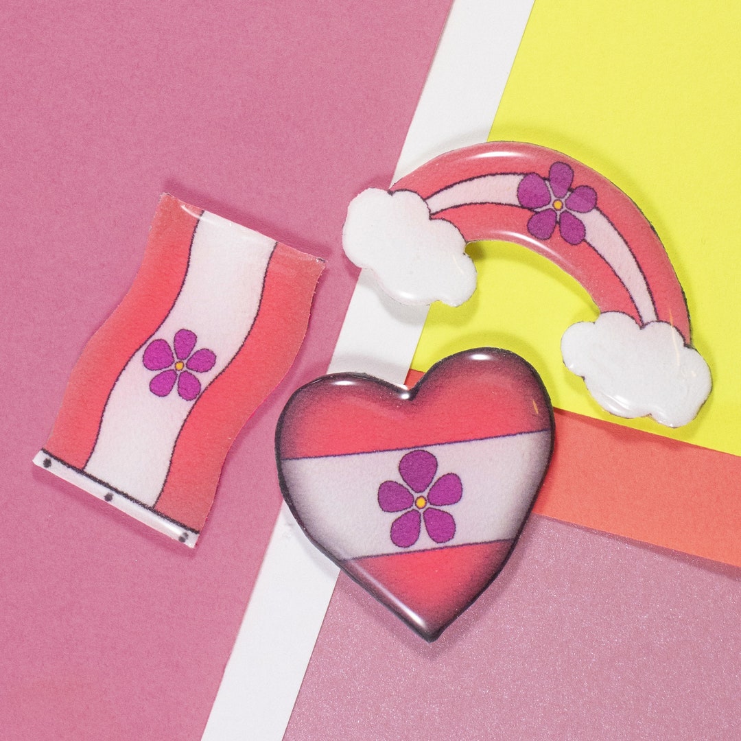 Sapphic Pride Pin Set, LGBTQ+, Lesbian, WLW, Handmade - Etsy