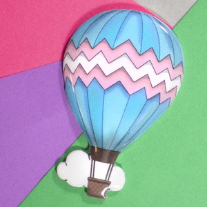 Transgender Subtle Pride Hot Air Balloon Pin, LGBTQ+, Handmade
