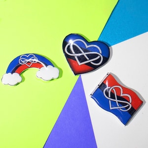 Klassisches Polyamory Pride Pin Set, LGBTQ+, Handgemacht