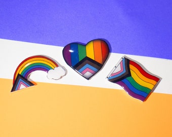 Progress Rainbow Pride-speldenset, LGBTQ+, handgemaakt