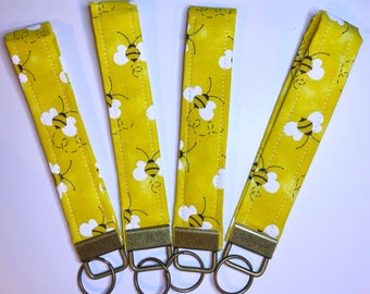 Yellow Bee Keychain, Bumblebee Key Fob